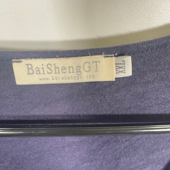 BaiShengGT Sleeveless Layered Shirt Womens 2XL Flowy Blue Floral Sheer - Picture 2 of 6